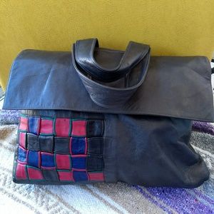 Vintage Italian leather Gianfranco Lotti bag woven